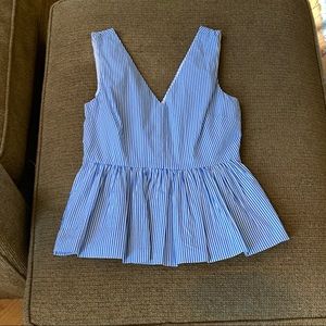 J. Crew peplum striped top blue/white stripe Sz 00